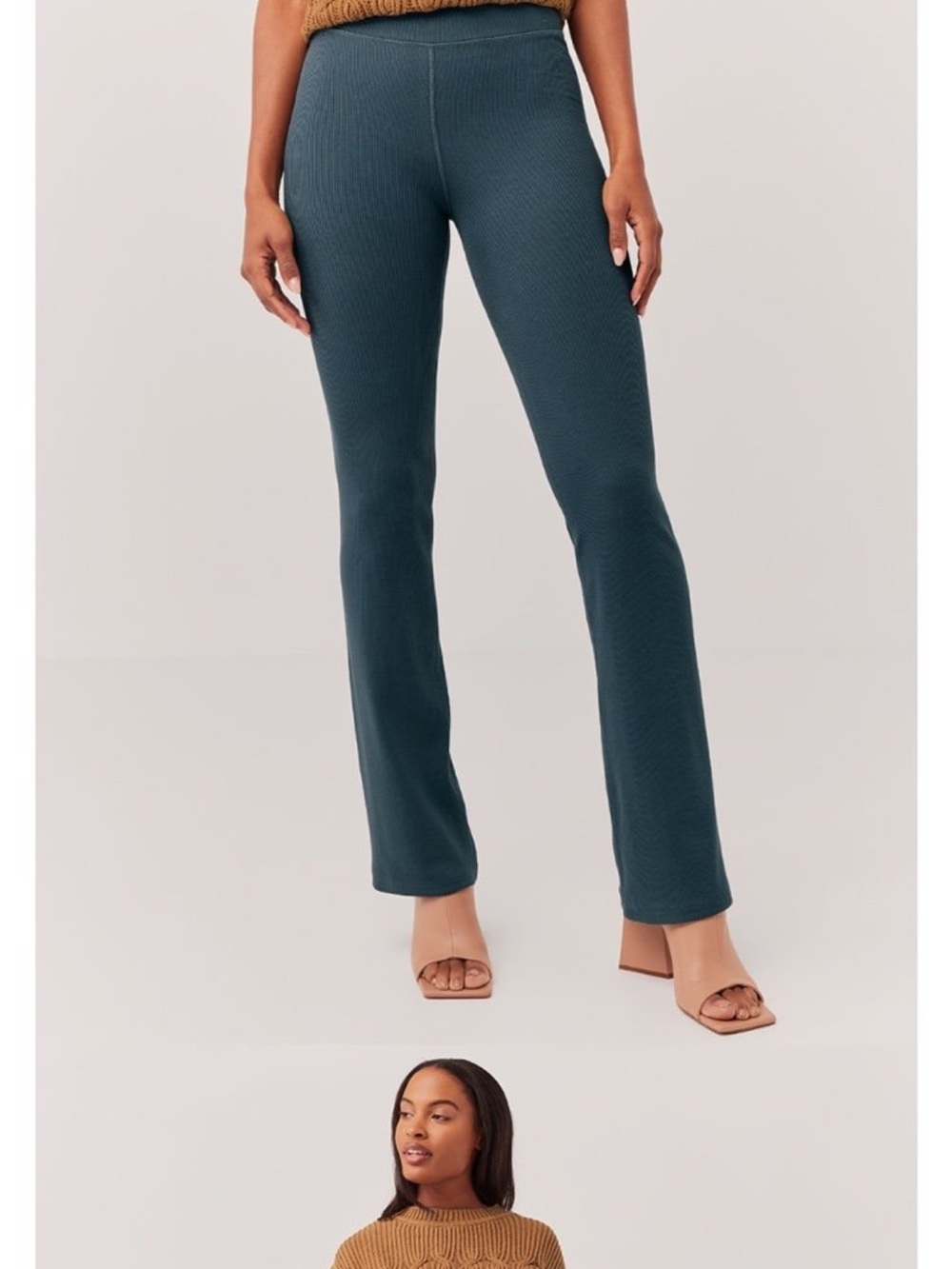 Pact Ribbed Flare ribbed Pants in Ore (Deep Teal)